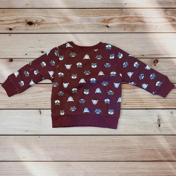 Garanimals Baby Boys Maroon Woods Fox Dear Sweatshirt Size 6-9 Month - Picture 2 of 2